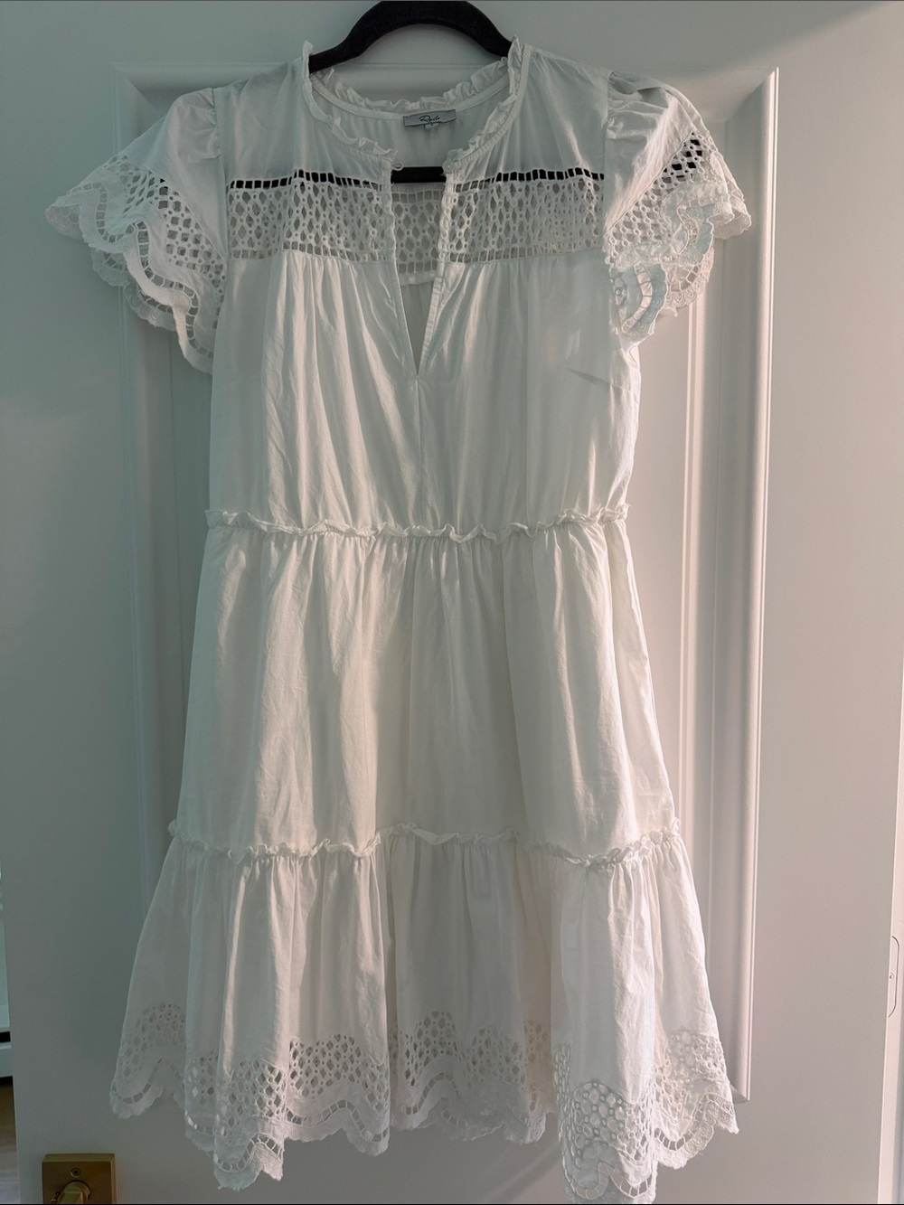 Rails White Lace-Trim Tiered Women's Dress